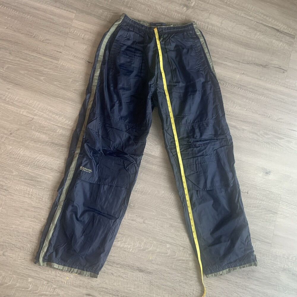 VTG Spalding Pants Mens Blue Lined Windbreaker Track Sweat Y2K 90 Sz L Ankle Zip